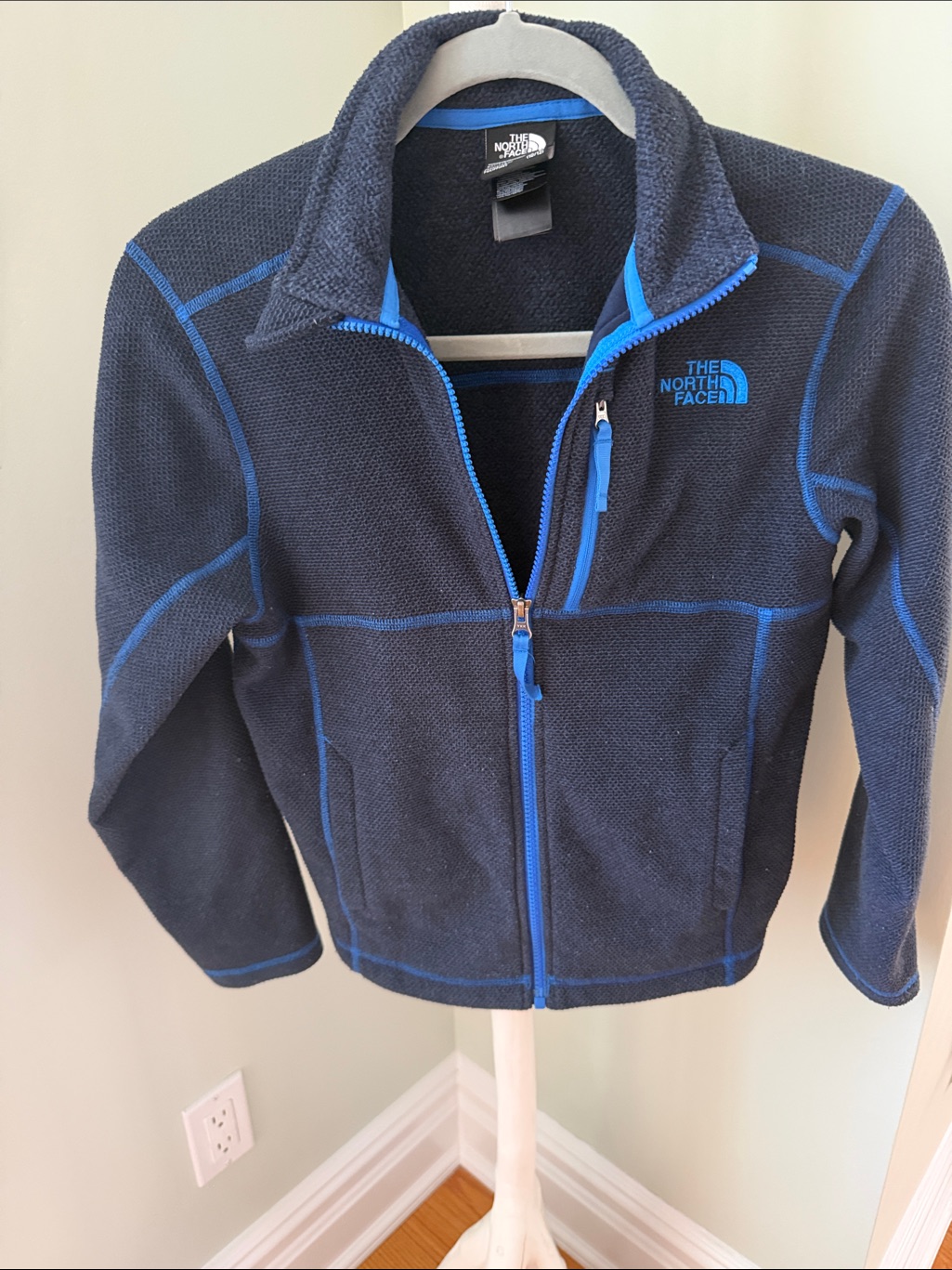 The North Face Navy Blue Fleece Jacket With Bright Blue Trim